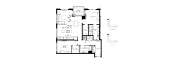 A floor plan of a house with two bedrooms, a living room, a kitchen, a pantry, a washroom, a linen closet, a foyer, and a basement.