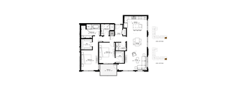 A black and white floor plan of a two-level home with labeled rooms and dimensions.