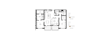 A black and white floor plan of a two-level home with labeled rooms.
