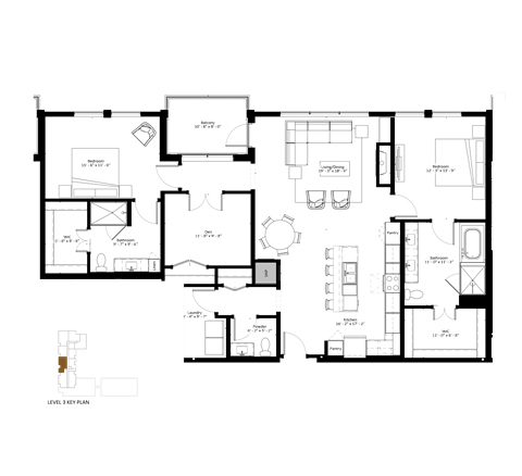 A floor plan of a house with labeled rooms.