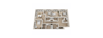 A top-down view of a house layout with labeled rooms.
