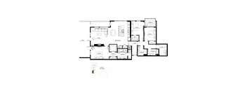 A black and white floor plan of a three-level residential building.
