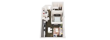 1 Bedroom + 1 Bath Floorplan in Donegan Apartments in St. Paul