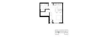 A black and white floor plan of a house with a reference and a drawing of a wall.