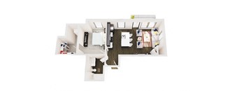 a 1 bedroom floor plan with a bathroom and a living room