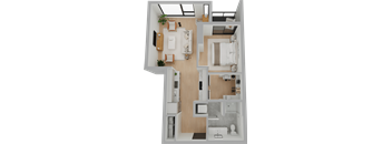a floor plan of a one bedroom apartment