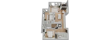 a floor plan of a two bedroom apartment with two bathrooms and a living room with a dining