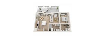 A floor plan of a house with a kitchen, living room, and bathroom.
