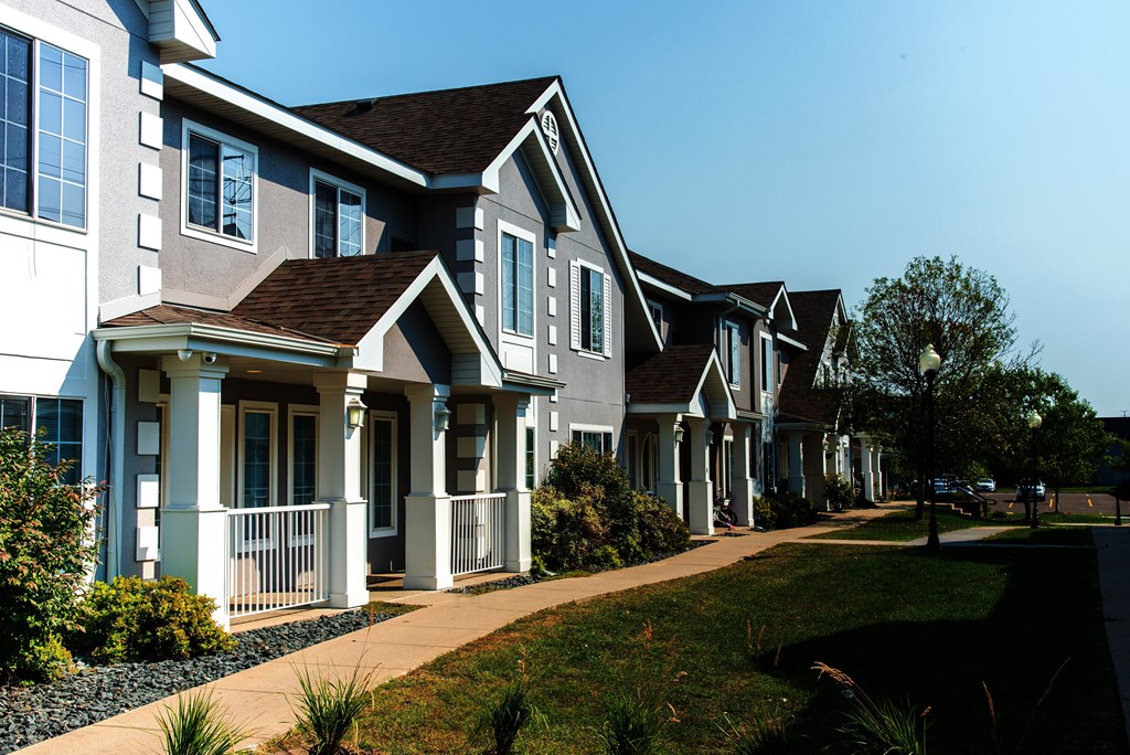 a row of houses on a street