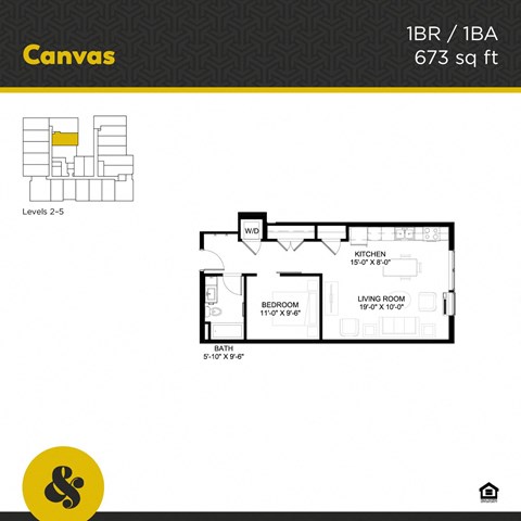 a floor plan of a unit with a bedroom and a bathroom