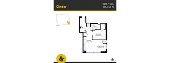 a floor plan of a home with a bedroom and a living room