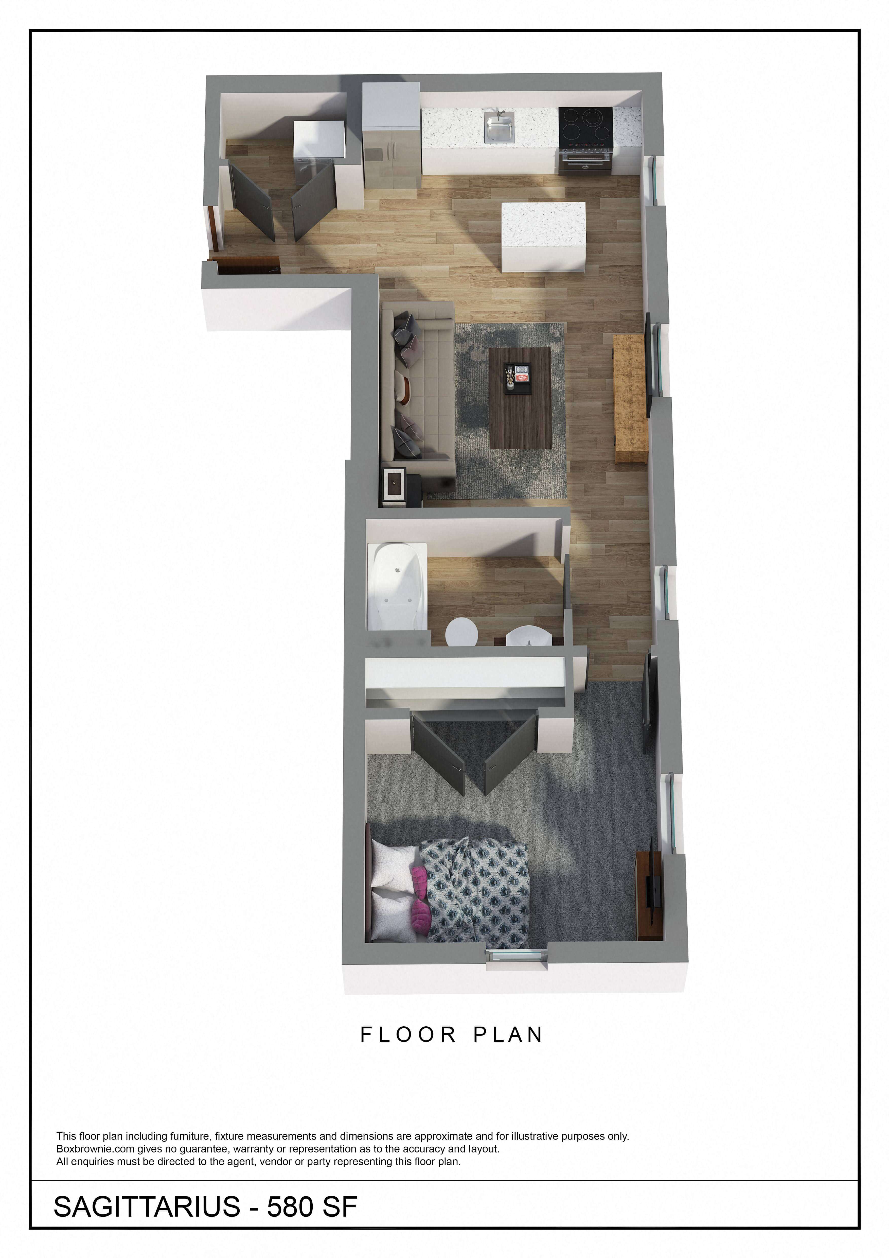 the floor plan of sagittarius 600 sq ft