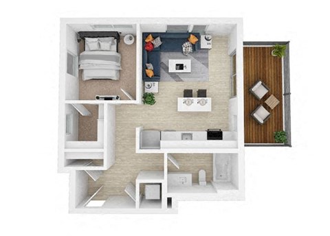 a floor plan with a bedroom and a living room