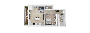 a floor plan with a bedroom and a bathroom