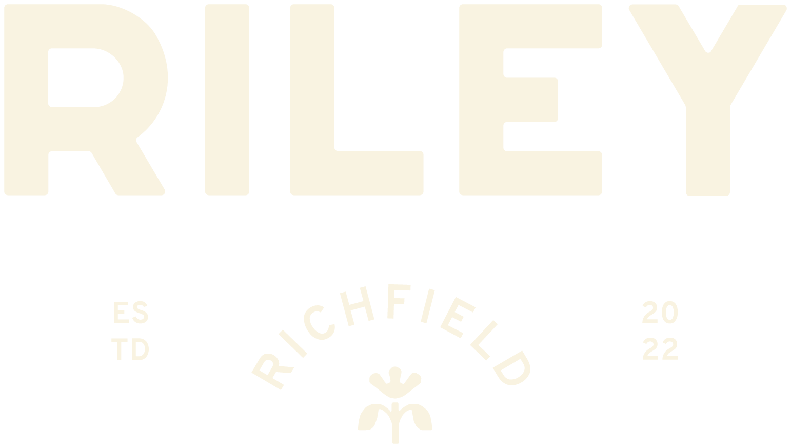 A black and white image with the word RILEY at the top and RICHFIELD below it with a logo in the middle.