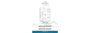 A floor plan for a unit at The Heights at Vista Ridge, showing a 2 bedroom, 2 bathroom layout.