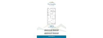 A floor plan for a unit at The Heights at Vista Ridge, showing a 1 bedroom, 1 bathroom unit that is 460 sq.ft.