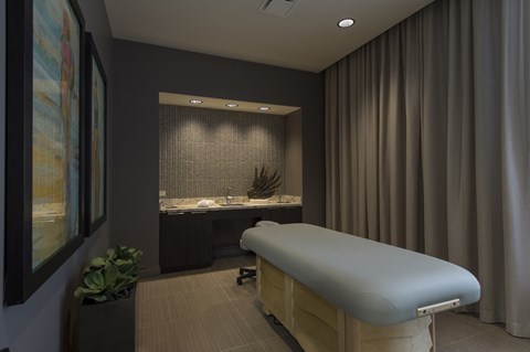 a massage table in a massage room