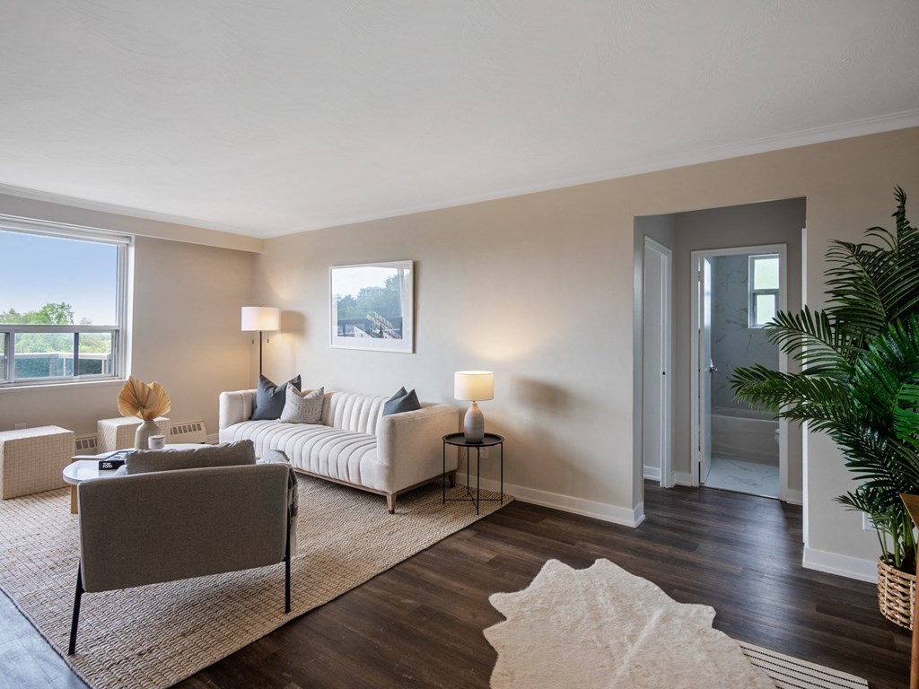 a living room with a couch and a chair