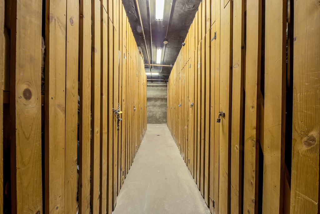 a row of wooden lockers in a locker room