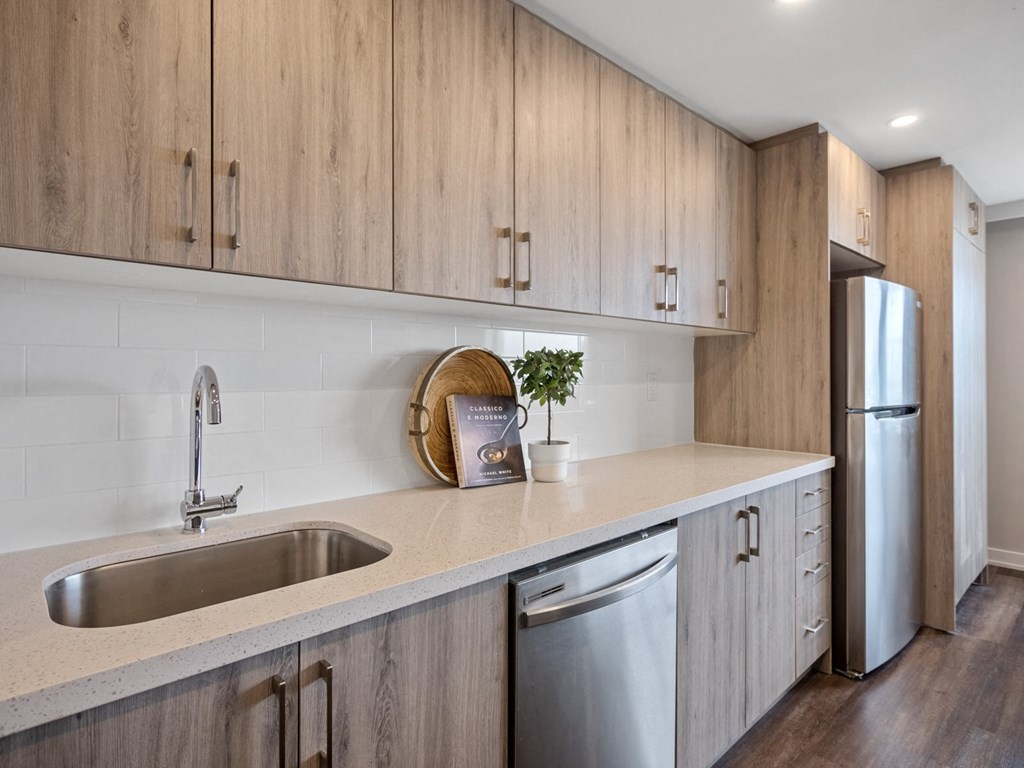 a kitchen with a sink and a dishwasher