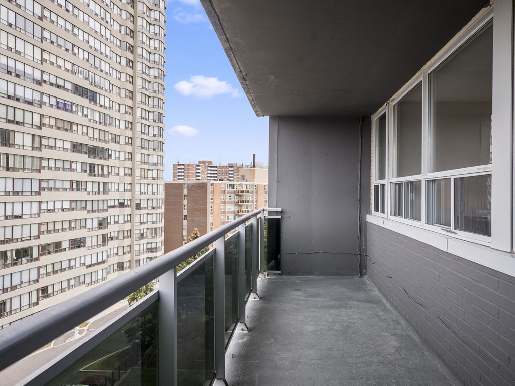 a view of the city from the balcony