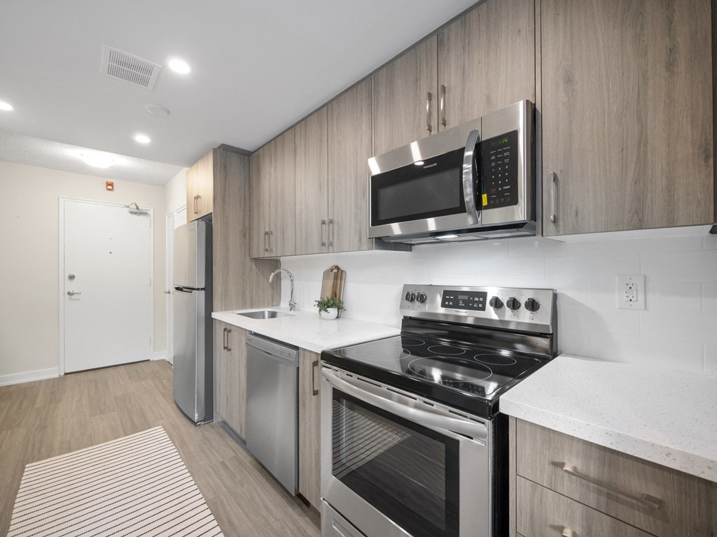 our apartments have a modern kitchen with stainless steel appliances