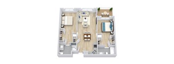 image of 2 bedroom 2 bathroom floorplan