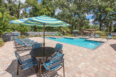 our apartments have a resort style pool and patio