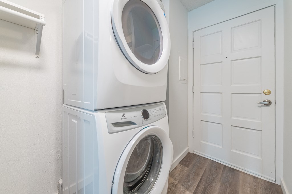 a washer and dryer in a laundry room
