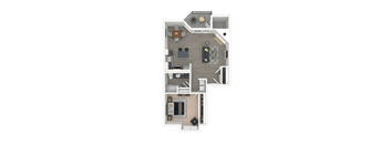 a floor plan of 1122 square feet with a bedroom and a living room