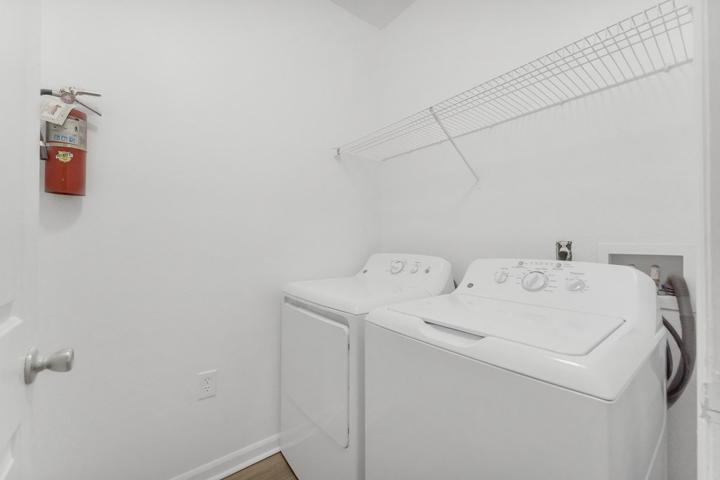 a washer and dryer in a laundry room