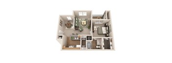 a 3d drawing of a floor plan with a bedroom
