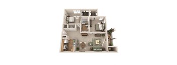 a 3d drawing of a floor plan with an apartment