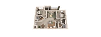 a 3d drawing of a floor plan of a house