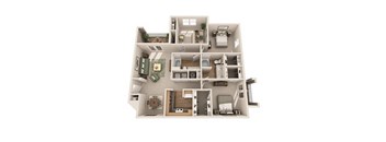a 3d drawing of a floor plan of a house