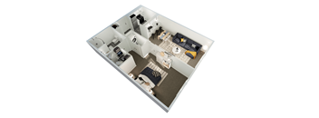 a floor plan of a apartment with a bedroom and a living room