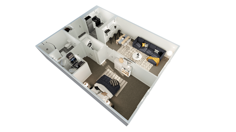 a floor plan of a apartment with a bedroom and a living room