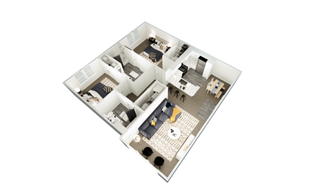 a floor plan of a house with a bedroom and a living room