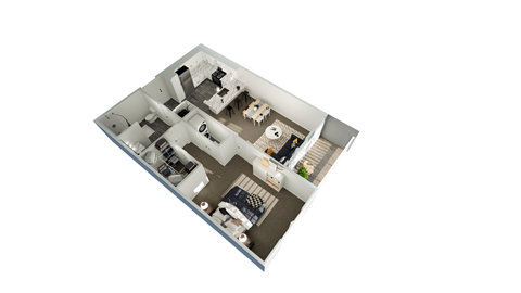 a floor plan of a house with a bedroom and a living room