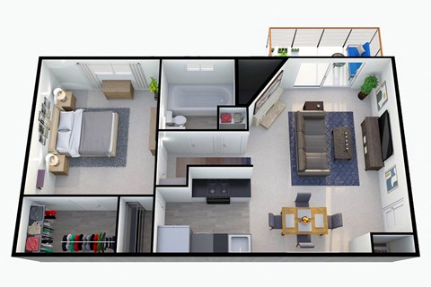 a floor plan of a house with a bedroom and a living room