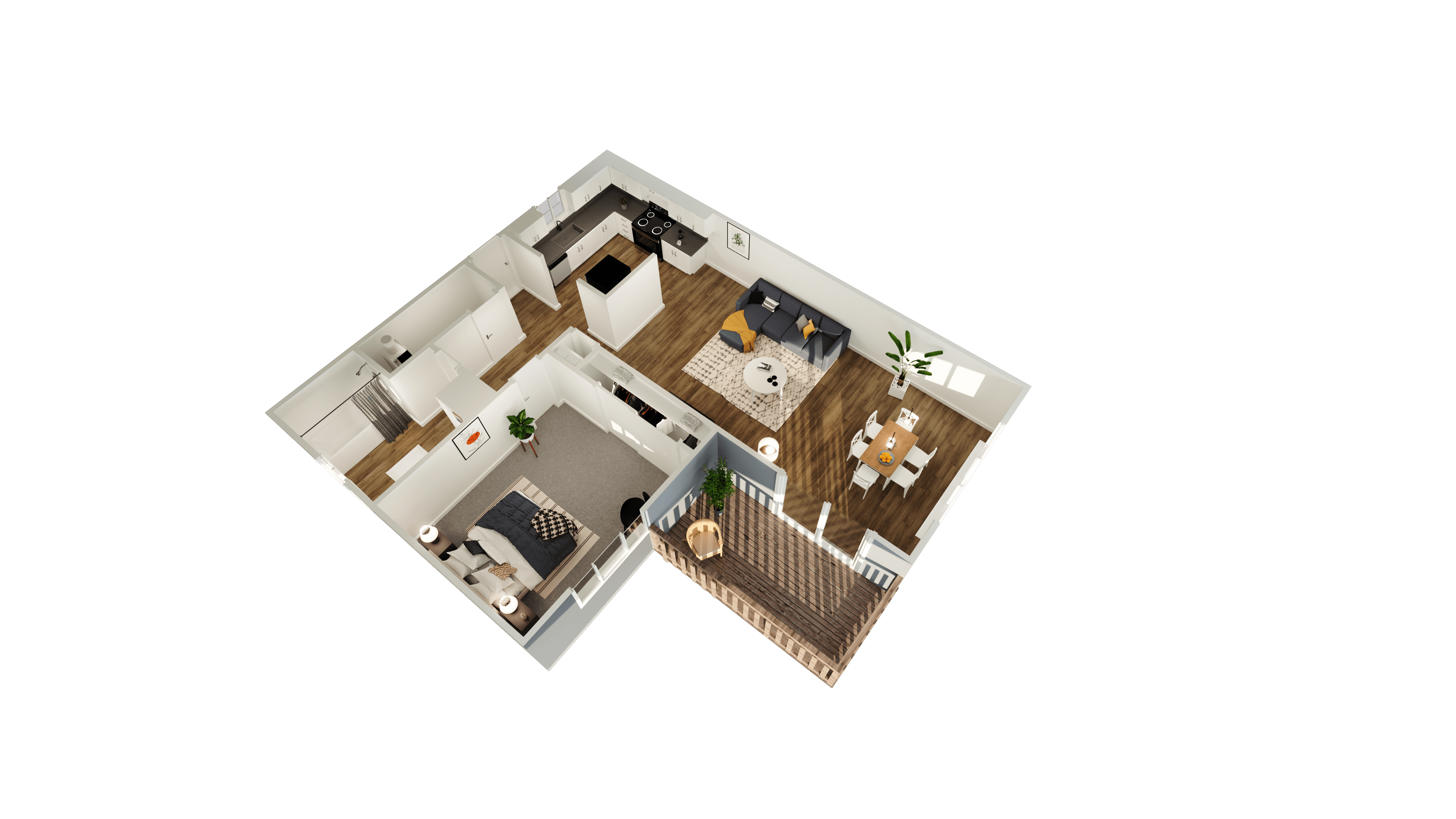 a floor plan of a house with a bedroom and a living room