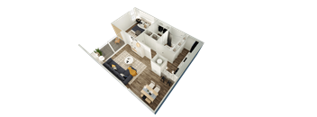a floor plan of a house with a bedroom and a living room