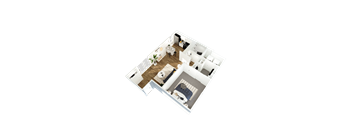 a floor plan of a house with a bedroom and a living room