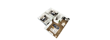 a floor plan of a house with a bedroom and a living room