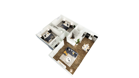 a floor plan of a house with a bedroom and a living room