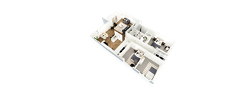 a 3d floor plan of a house