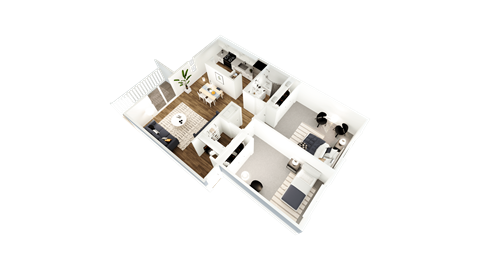 a floor plan of a house with a bedroom and a living room