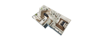 a floor plan of a house with a bedroom and a living room
