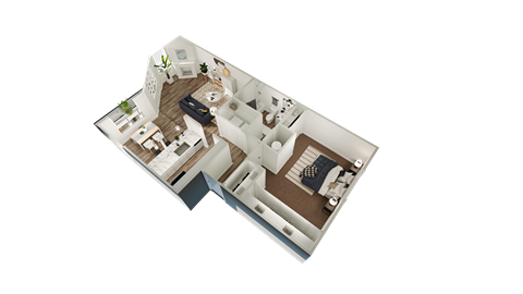 a floor plan of a house with a bedroom and a living room